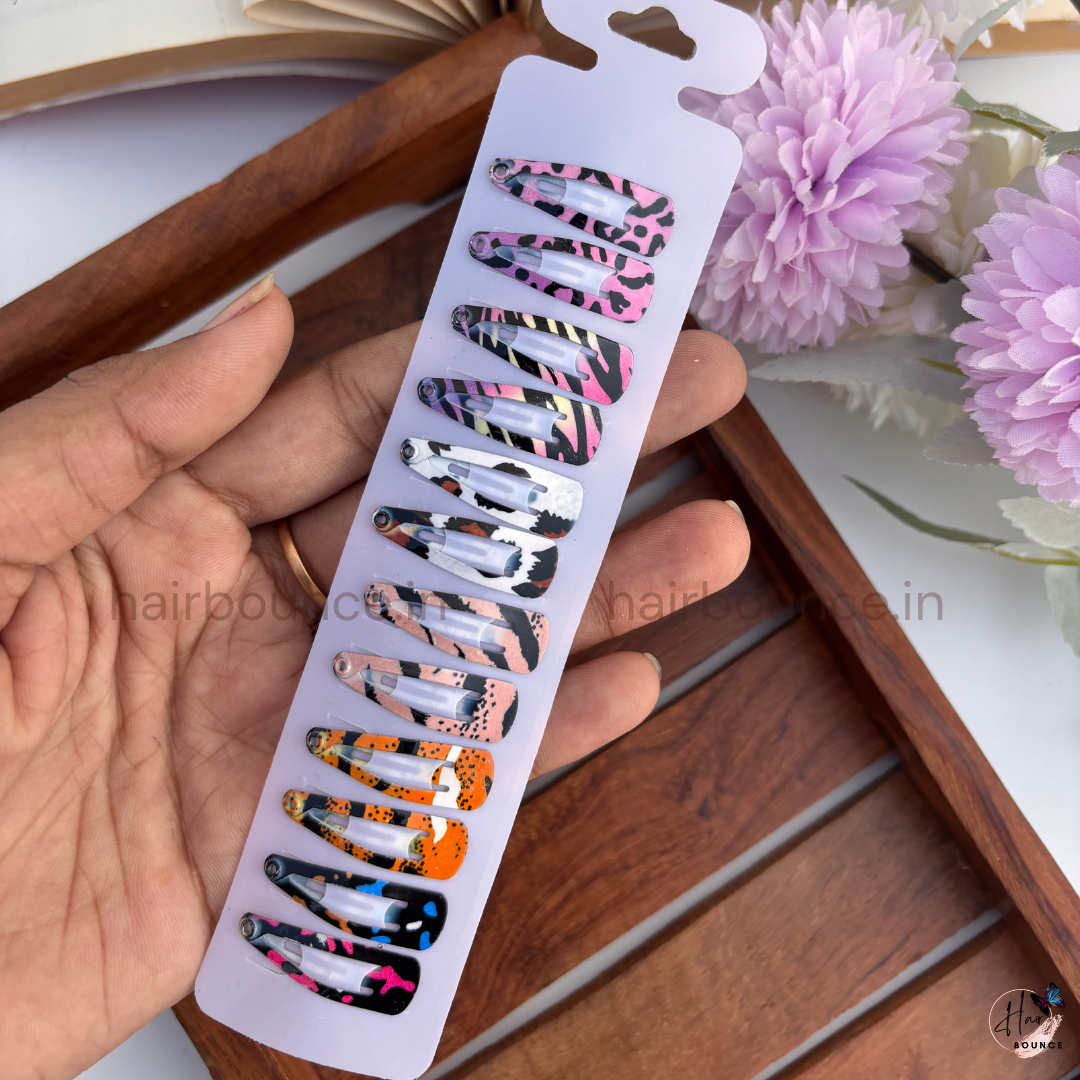Vibrant Prints Tic Tac Hair Clips – Pack of 12