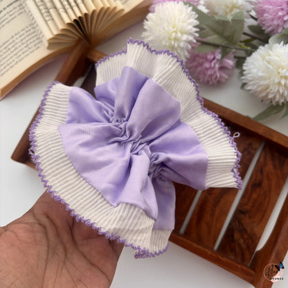 Pleated Ruffle Satin Scrunchie – Large
