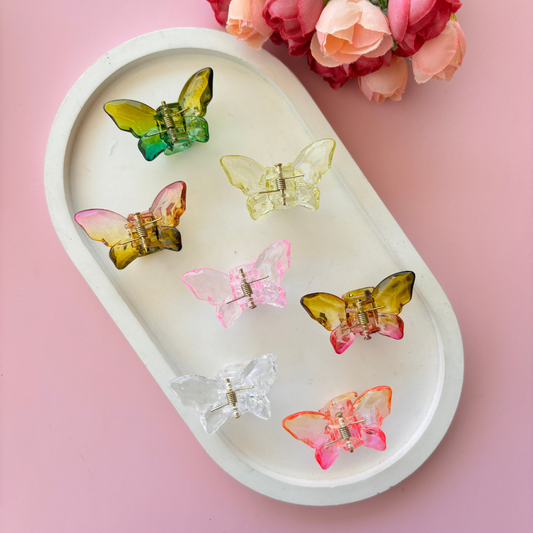 Glassy Mini Butterfly Hair Claw - Assorted / Pack of 2