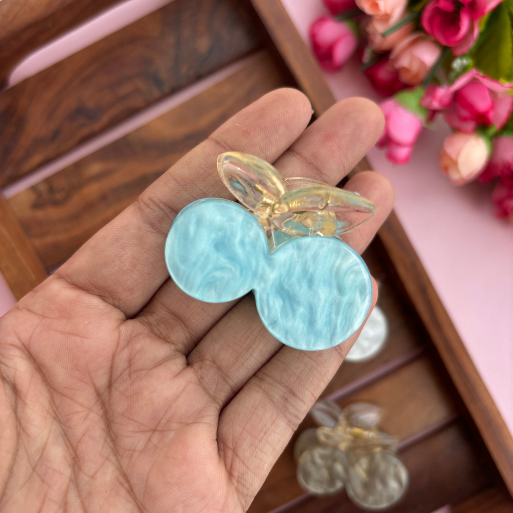 Colourful Cherry Marble Finish Hair Claw - Medium