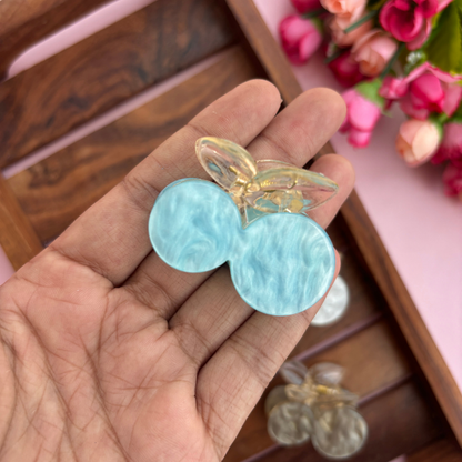 Colourful Cherry Marble Finish Hair Claw - Medium