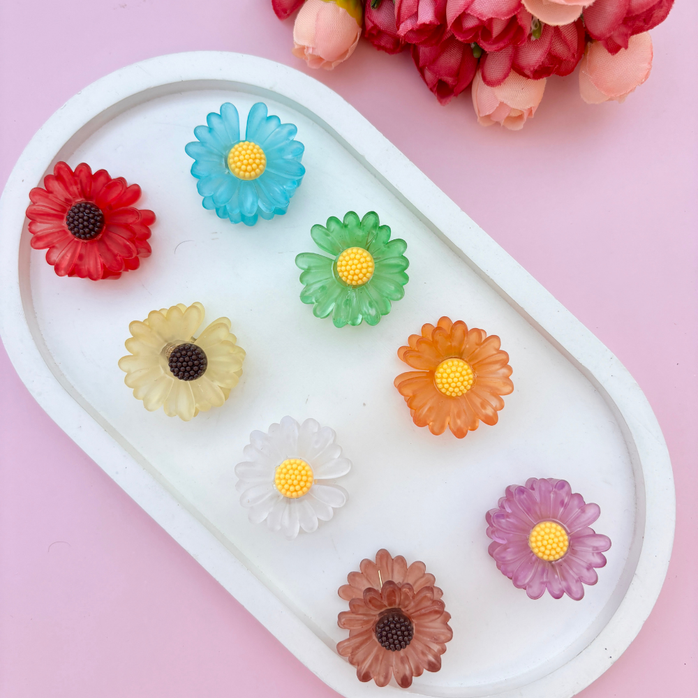 Glassy Finish Flower Pack of 2 / Assorted Colours