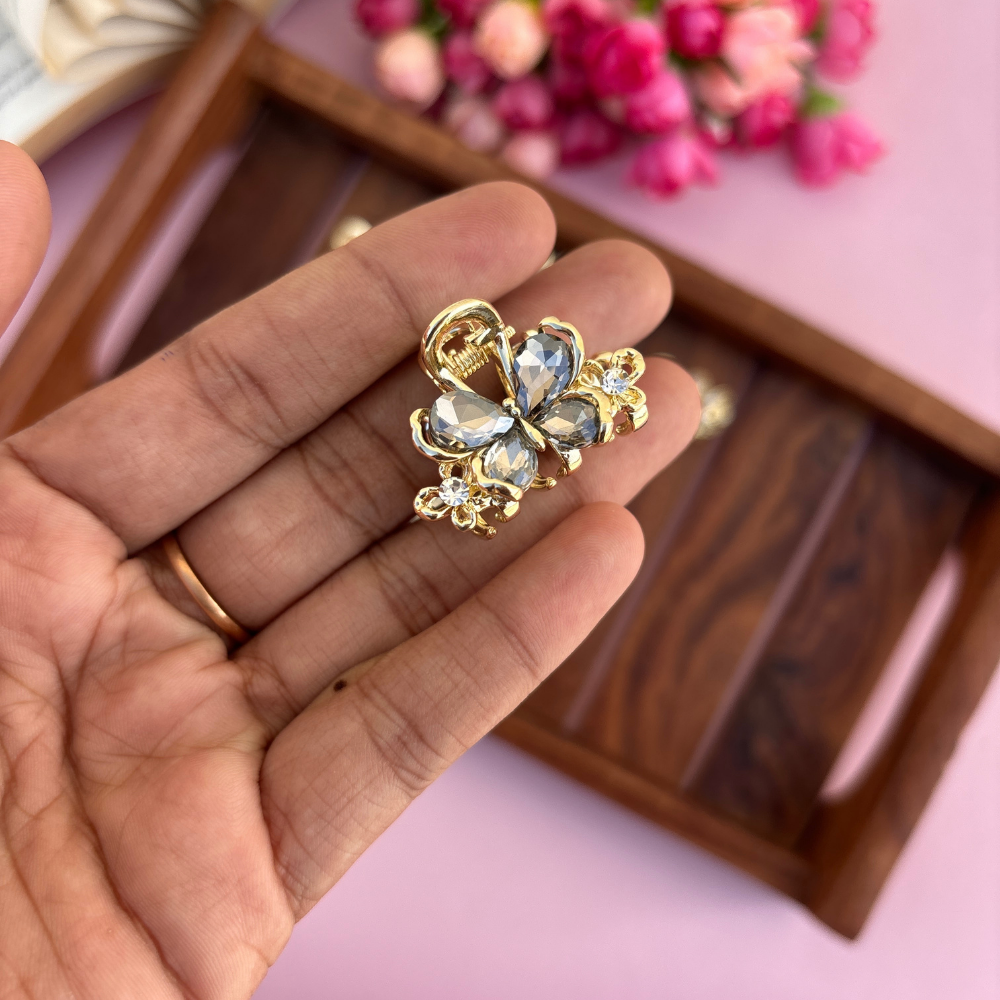 Premium Butterfly Crystal Hair Claw - Small