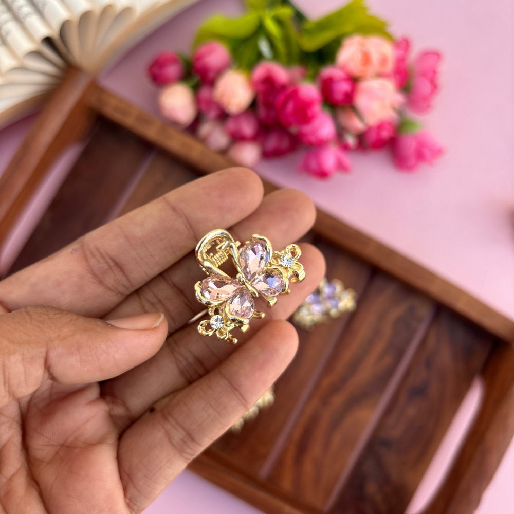 Premium Butterfly Crystal Hair Claw - Small