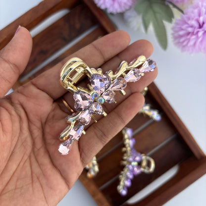 Crystal Butterfly Loop Hair Claw - Large