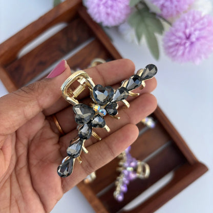 Crystal Butterfly Loop Hair Claw - Large