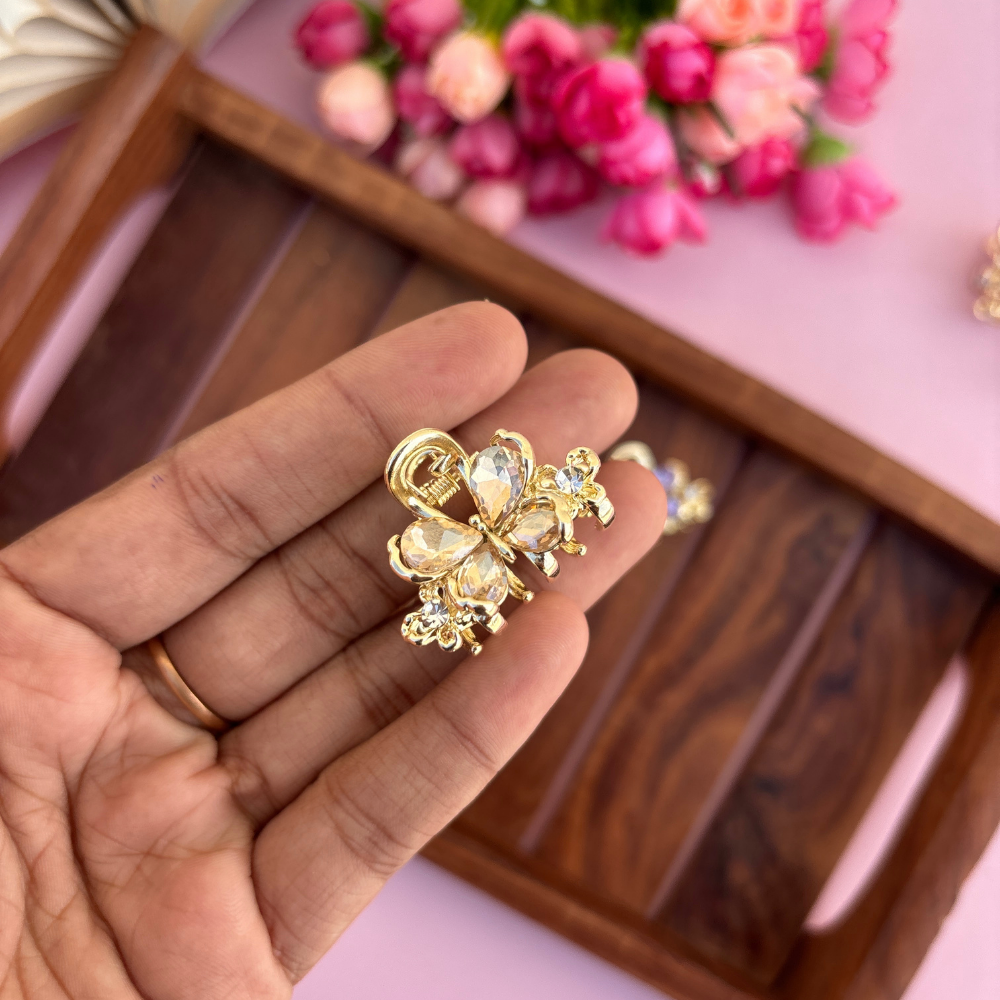Premium Butterfly Crystal Hair Claw - Small