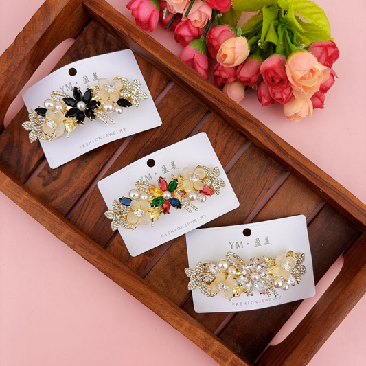 Premium Crystal Lilly Flower Center Clip
