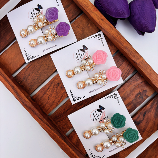 Rose Pearl Alligator Clip