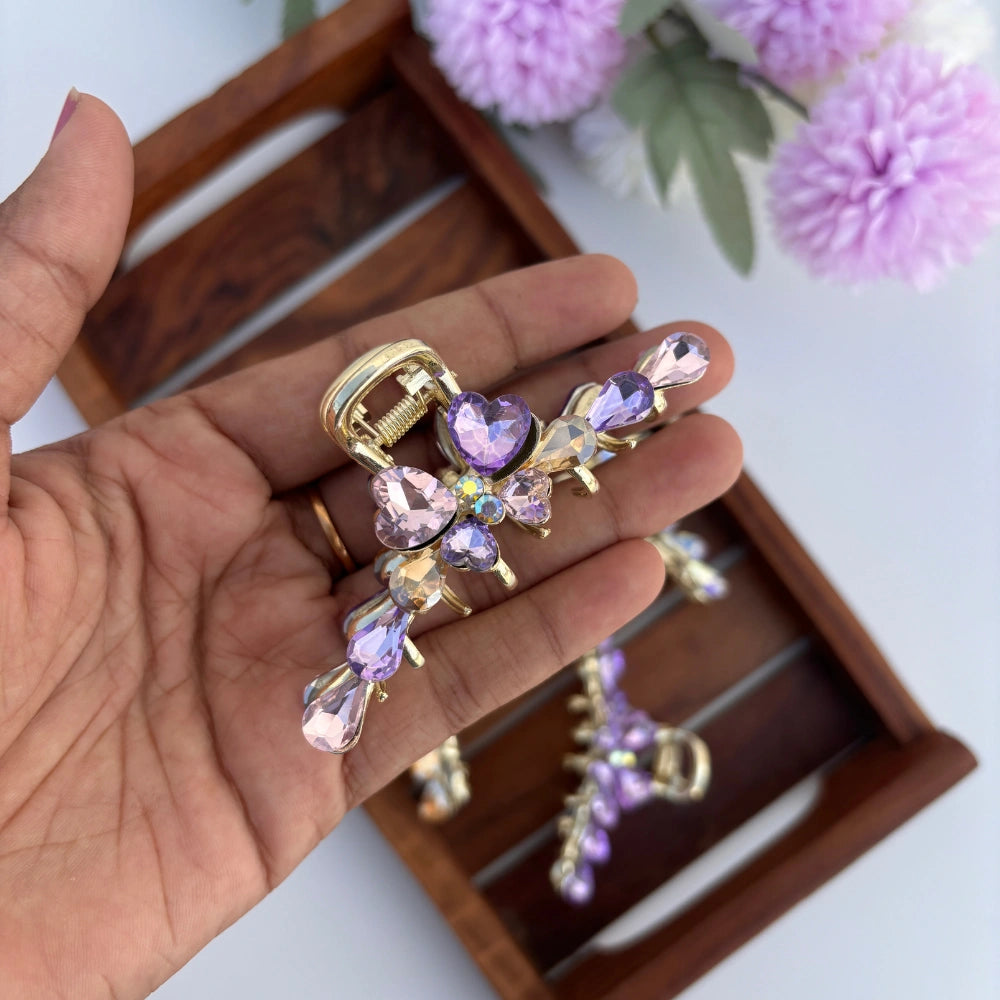Crystal Butterfly Loop Hair Claw - Large