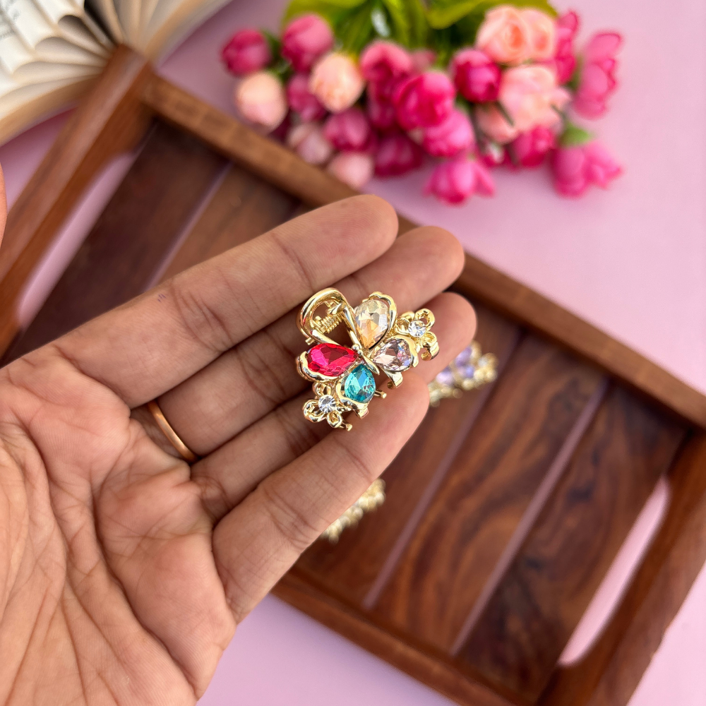 Premium Butterfly Crystal Hair Claw - Small