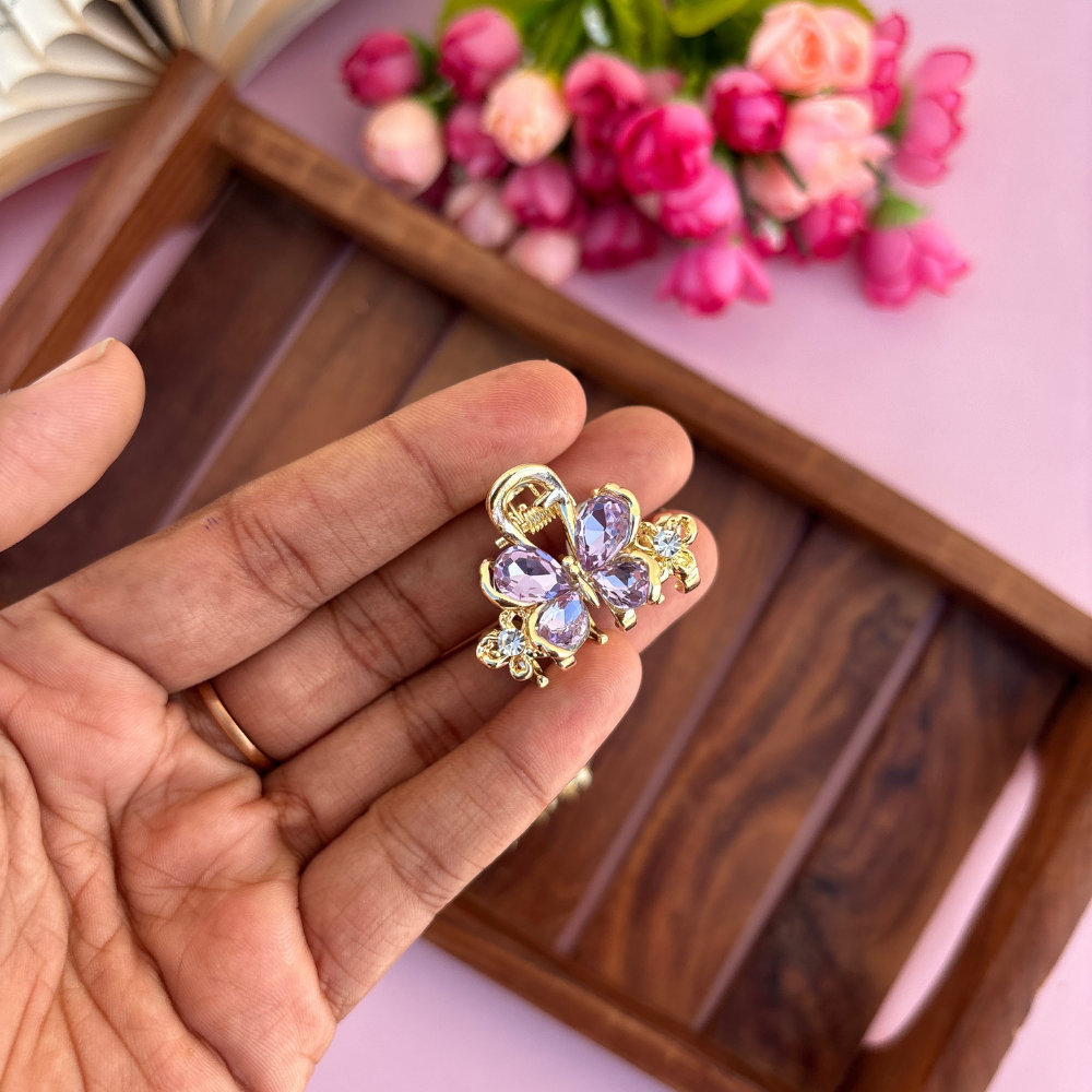 Premium Butterfly Crystal Hair Claw - Small