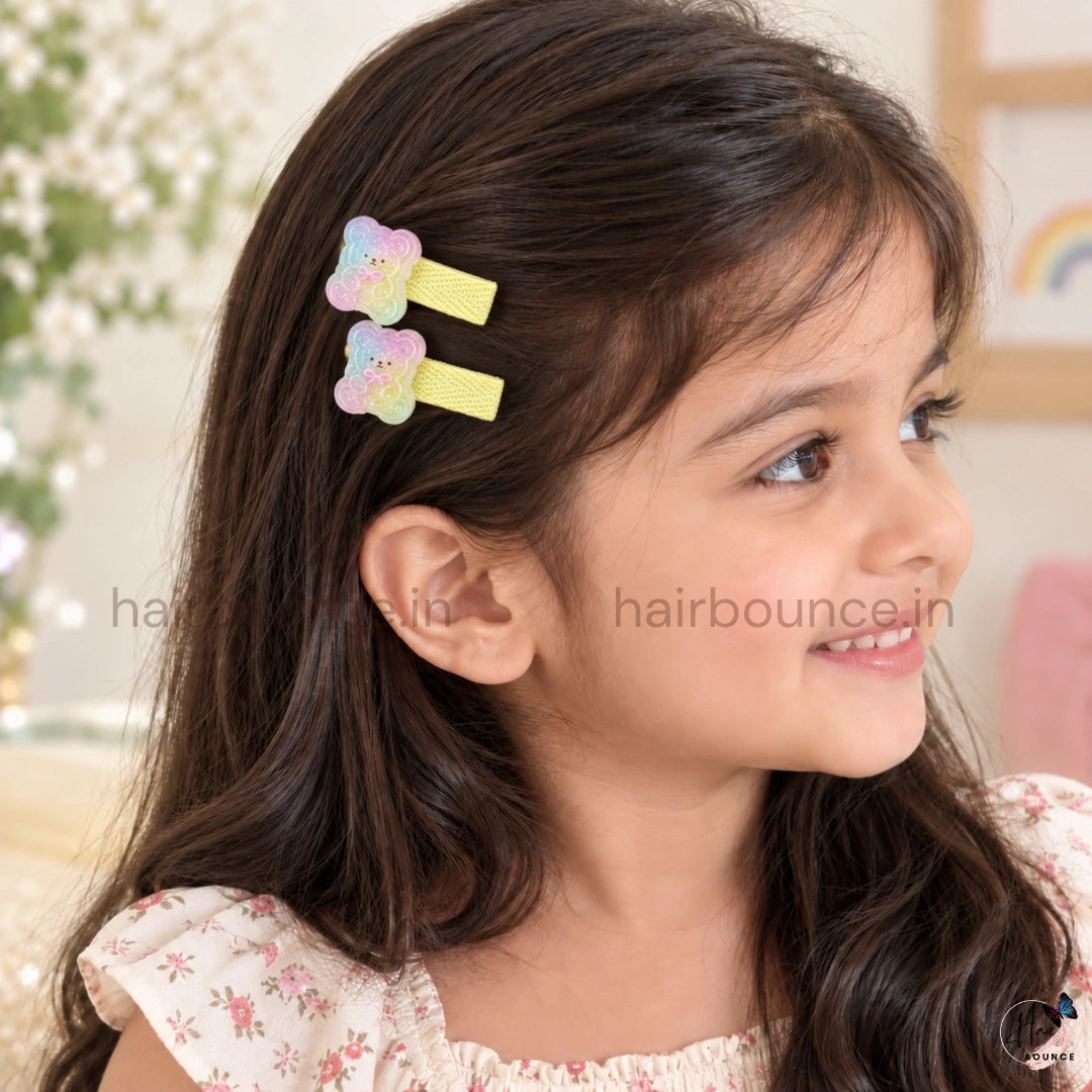 Pastel Glitter Bunny, Butterfly & Flower Alligator Hair Clips for Girls – Pack of 2