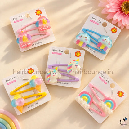 Magical Rainbow & Unicorn Tic Tac Hair Clips – Set of 5