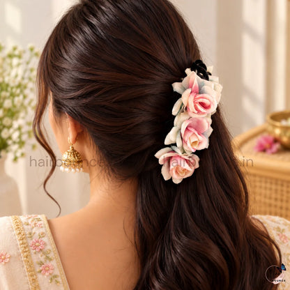 Vintage Rose Artificial Flower Banana Hair Clip – Large