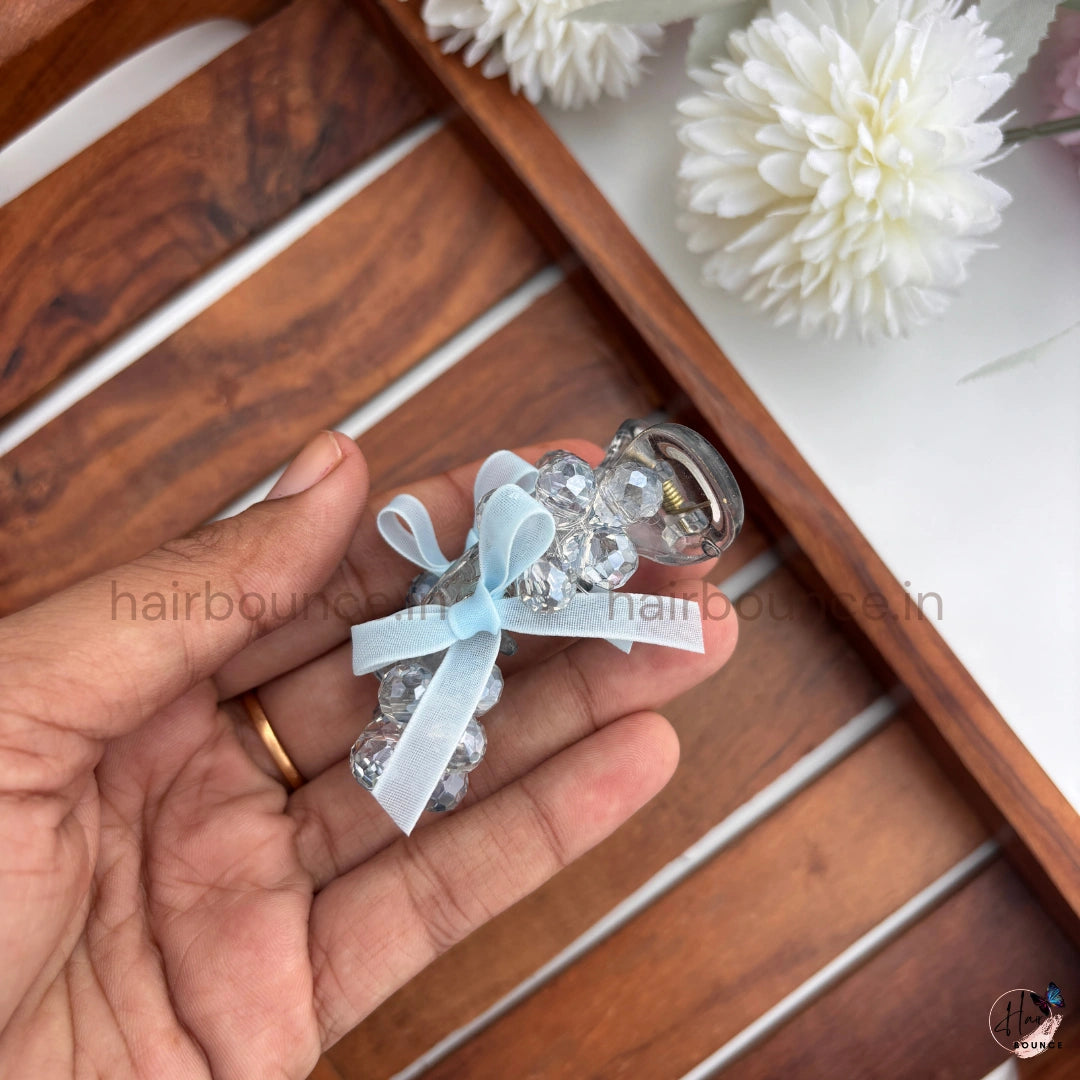 Crystal Bow Mini Hair Claw – Small