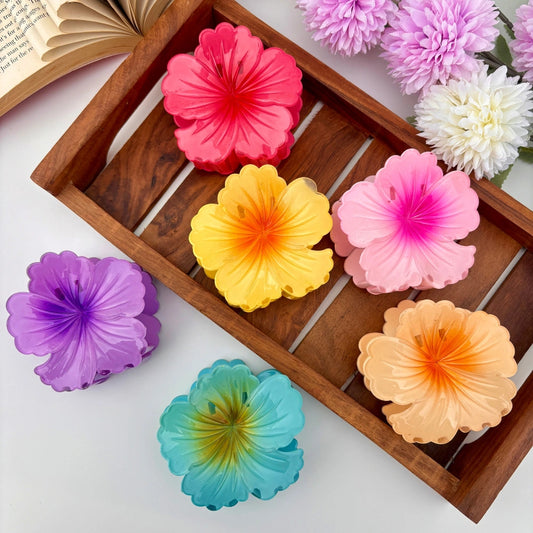 Hibiscus Shinny Flower Hair Claw - Large