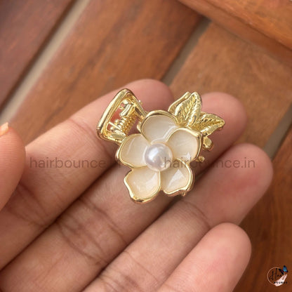 Pearl Bloom Premium Metal Hair Claw - Small