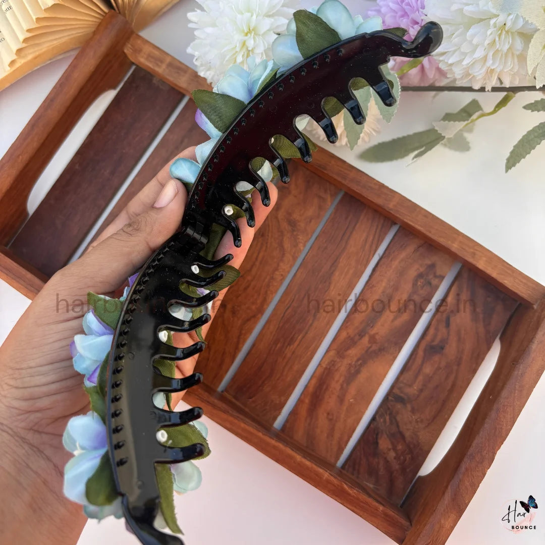 Floral Bloom Artificial Flower Banana Hair Clip – Large