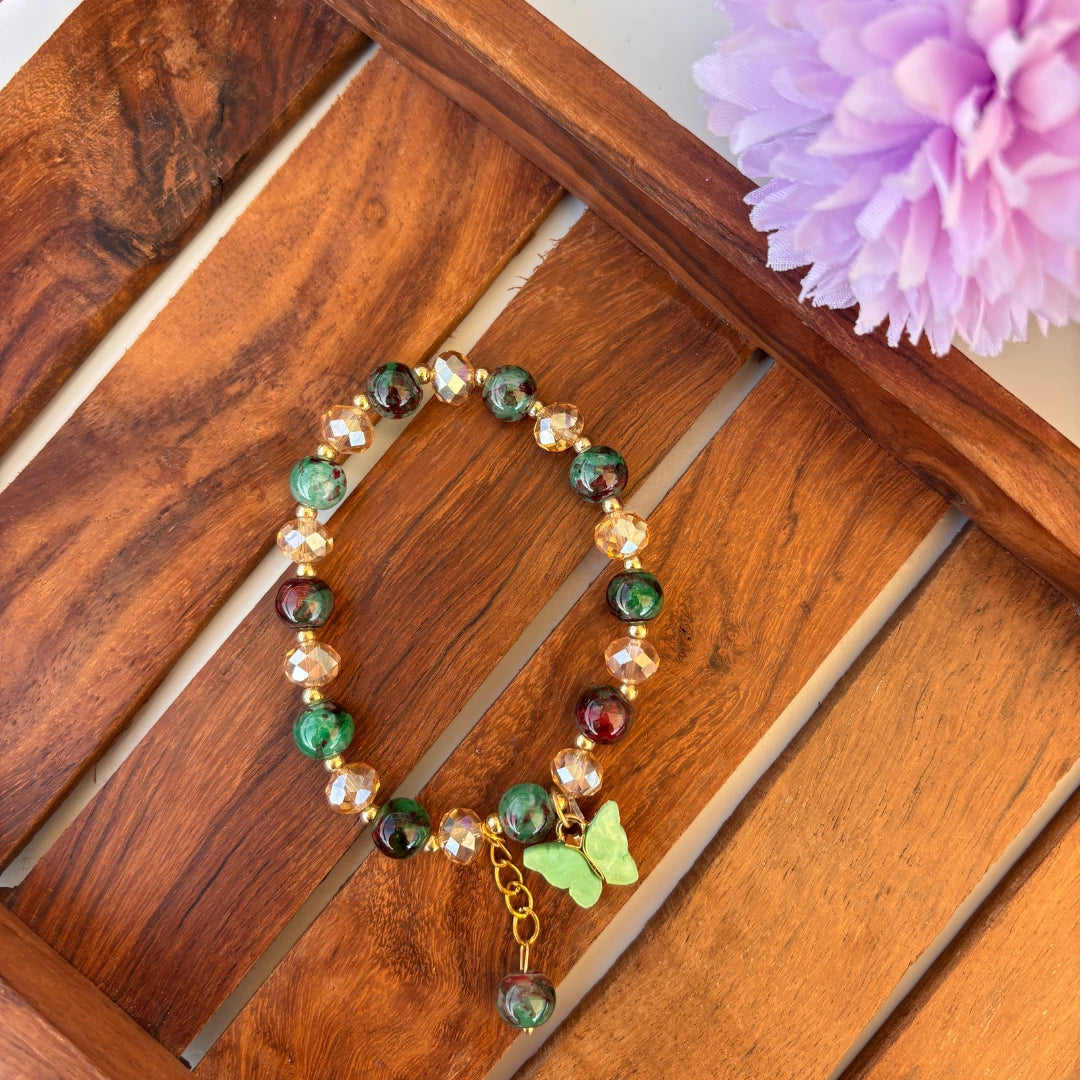 Butterfly Charm Bead Bracelet