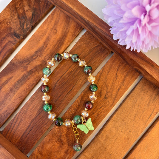 Butterfly Charm Bead Bracelet