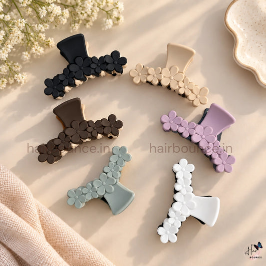 Dual Colour Loop Flower Hair Claw - Medium