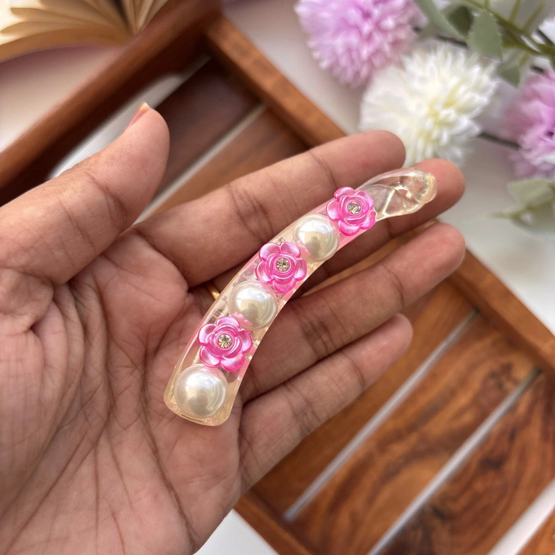 Pearl Blossom Banana Clip - Medium