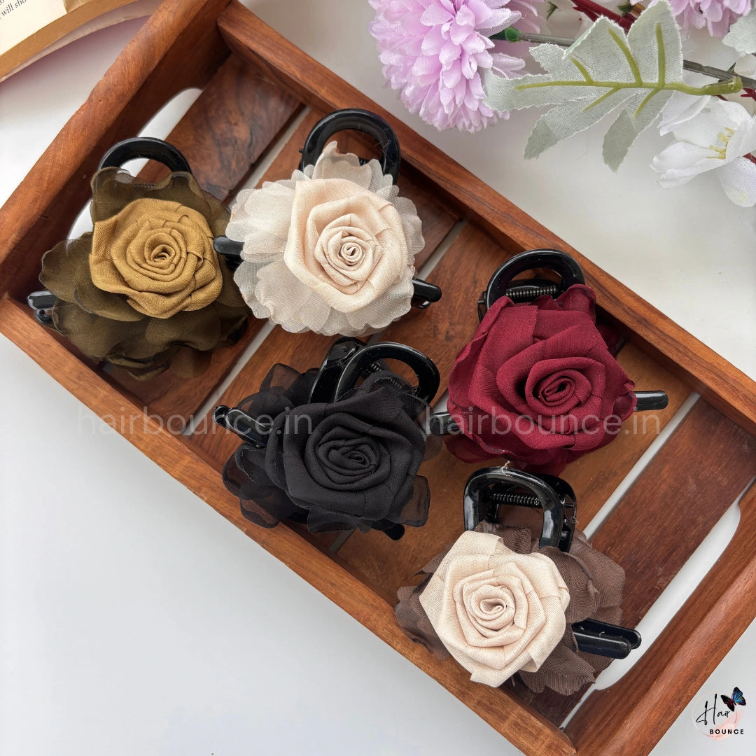 Velvet Rose Bloom Hair Claw – Medium