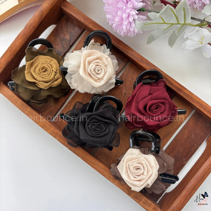 Velvet Rose Bloom Hair Claw – Medium