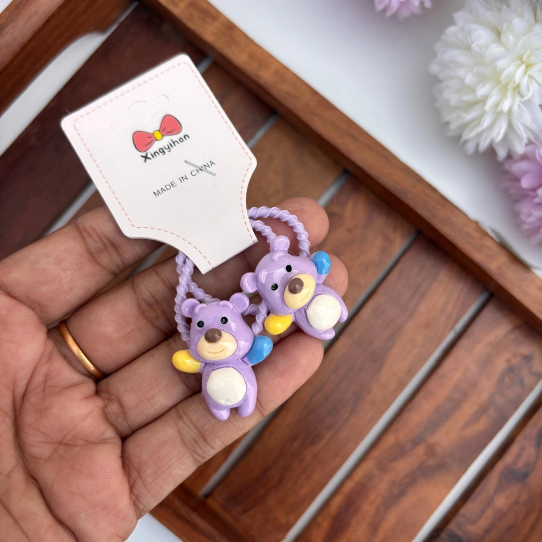 Cute Teddy Bear Hair Ties for Girls – Pack of 2