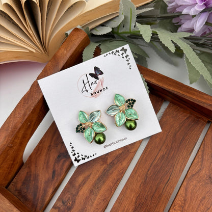 Blossom Pearl Petal Studs – Green