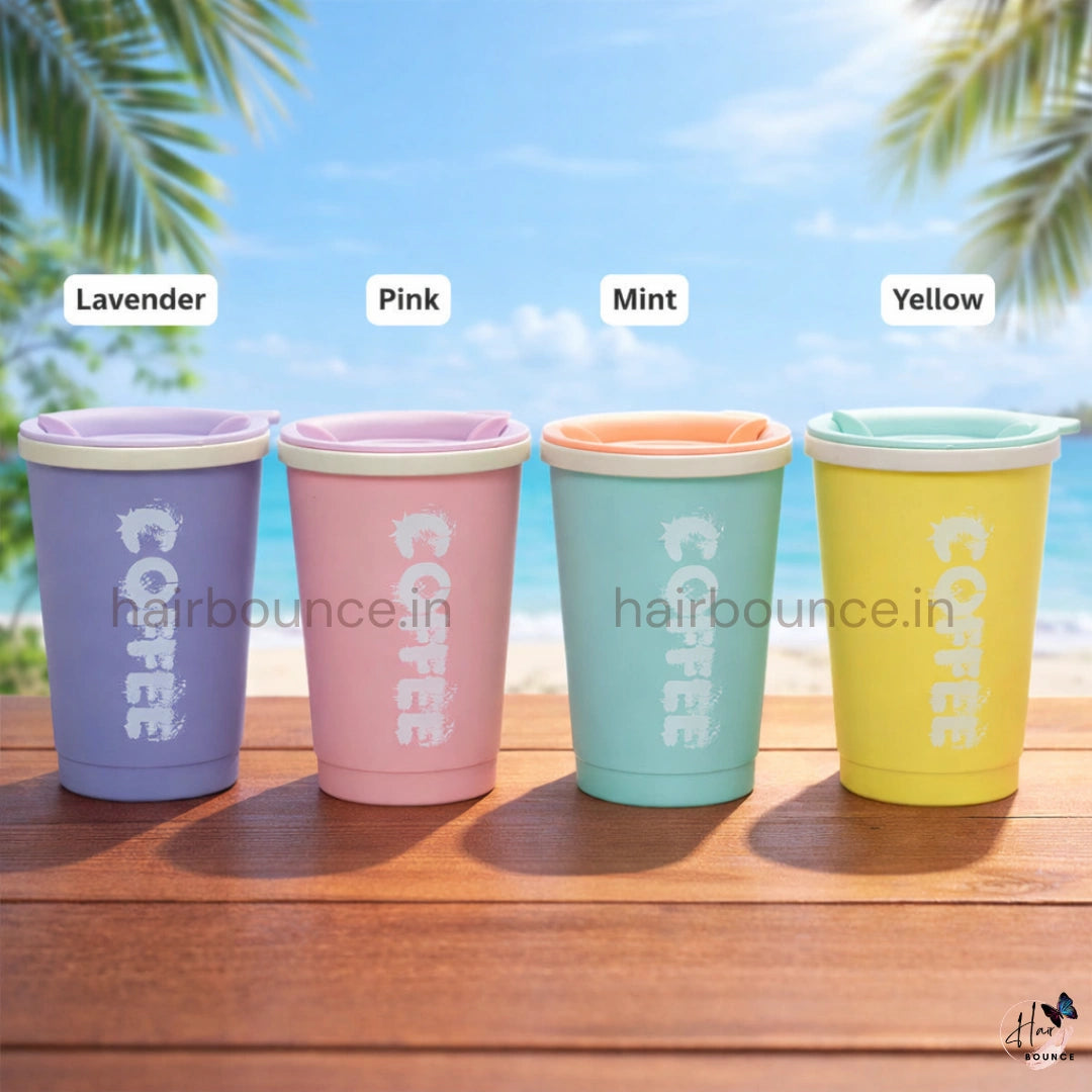 Cute Pastel Coffee Tumbler with Lid – Reusable Travel Cup