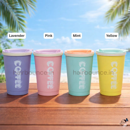 Cute Pastel Coffee Tumbler with Lid – Reusable Travel Cup