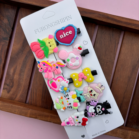 Pink Nice Heart Mix Alligator Clips - Pack of 10