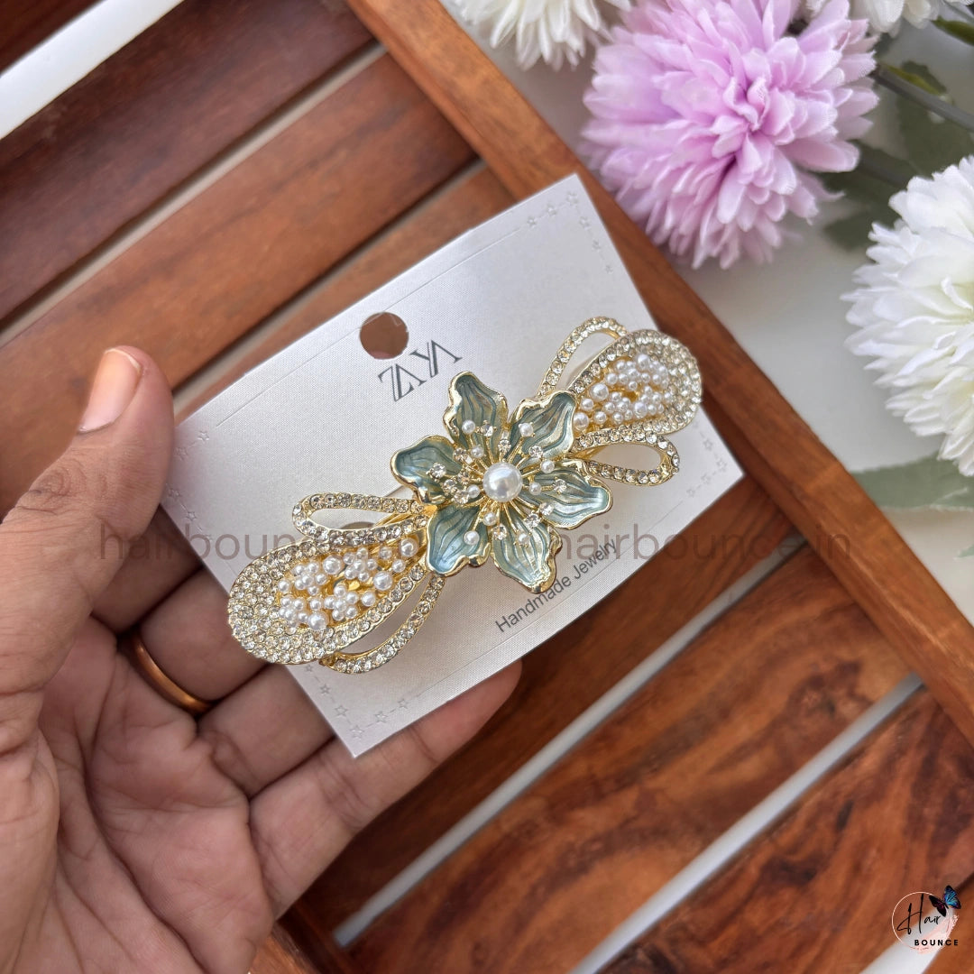 Pearl Bloom Floral Hair Barrette
