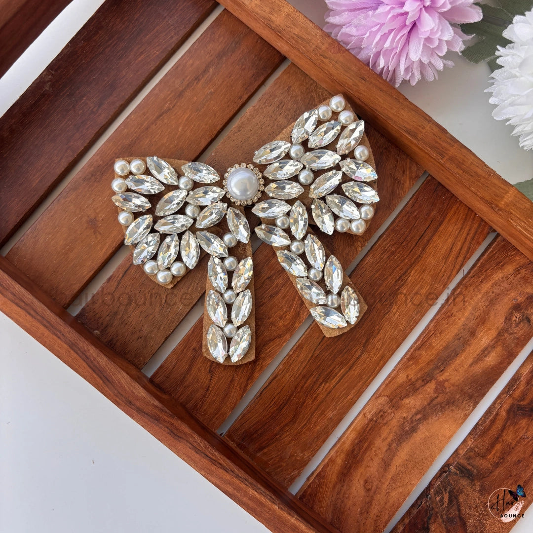 Premium Gold & Crystal Bow Hair Clip