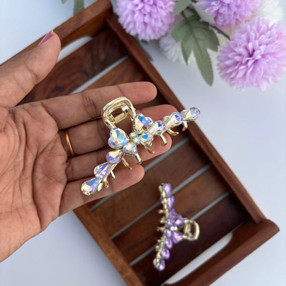 Crystal Butterfly Loop Hair Claw - Large