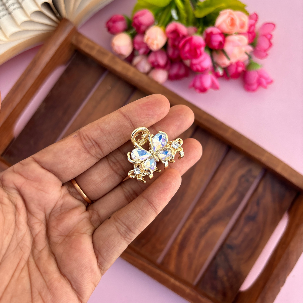 Premium Butterfly Crystal Hair Claw - Small