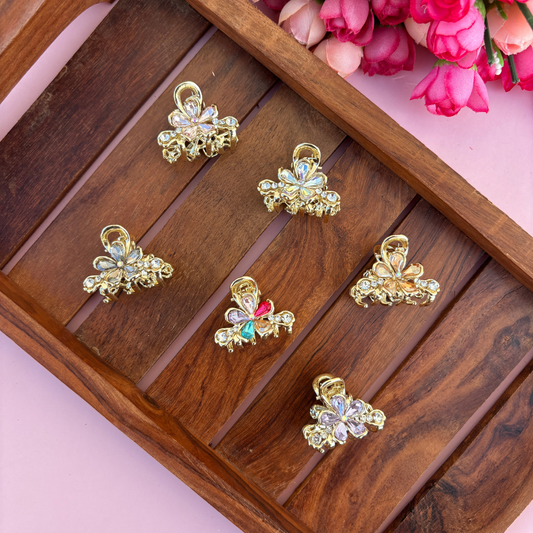 Premium Flower Crystal Hair Claw - Small