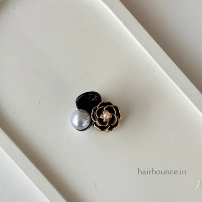 Rose with Pearl Metal Hair Claw