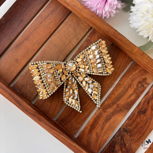 Golden Royale Crystal Bow Hair Clip