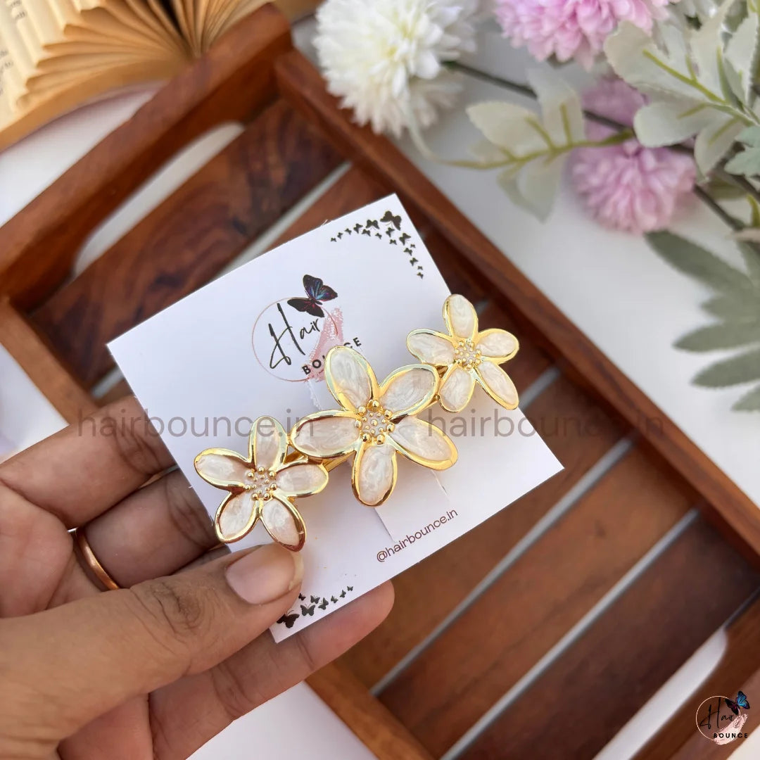 Glossy Floral Center Hair Clip