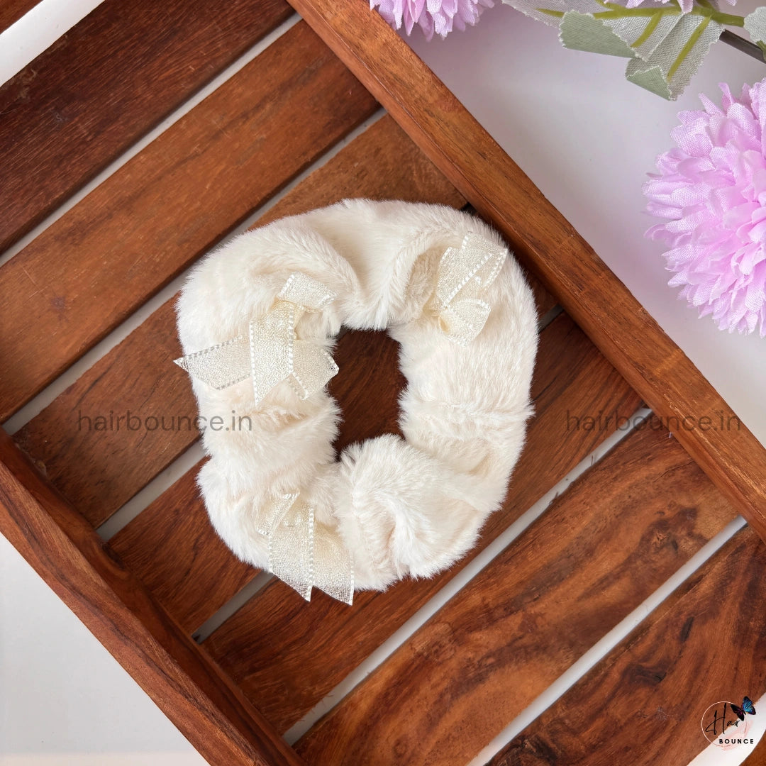 Pearl Bow Plush Scrunchies – Soft, Elegant & Everyday Cute