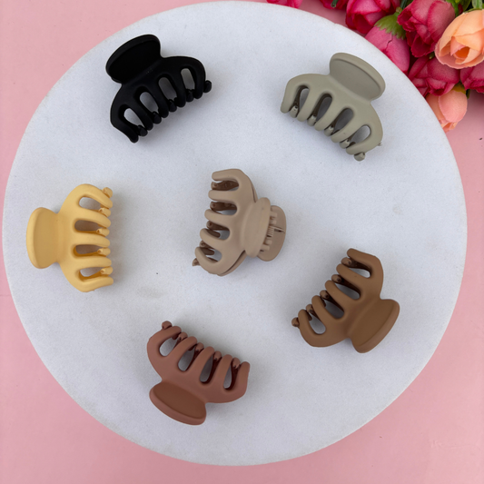 Lined Hair Claw Small - Pack of 2 / Assorted Colours