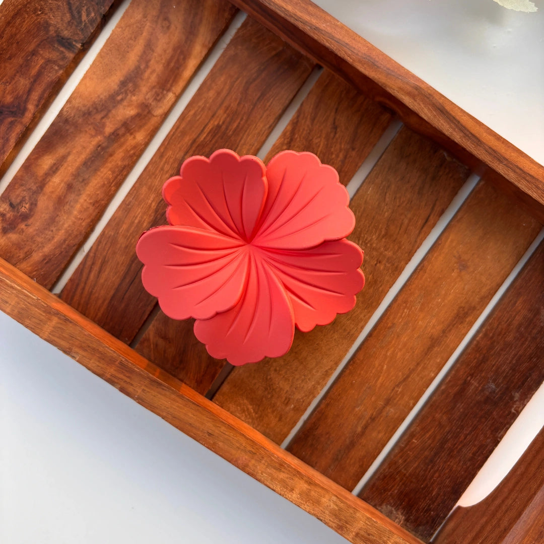 Colourful Matte Finish Hibiscus Hair Claw – Large