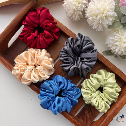Everyday Solid Satin Scrunchies – Set of 5 (Regular)