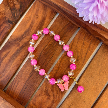 Butterfly Charm Bead Bracelet