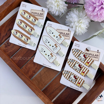 Kitty Printed Snap Hair Clips for Kids (Pack of 3)