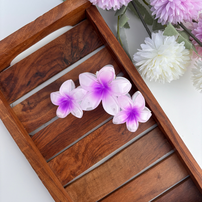 Shinny Triple Flower Hair Claw - Large