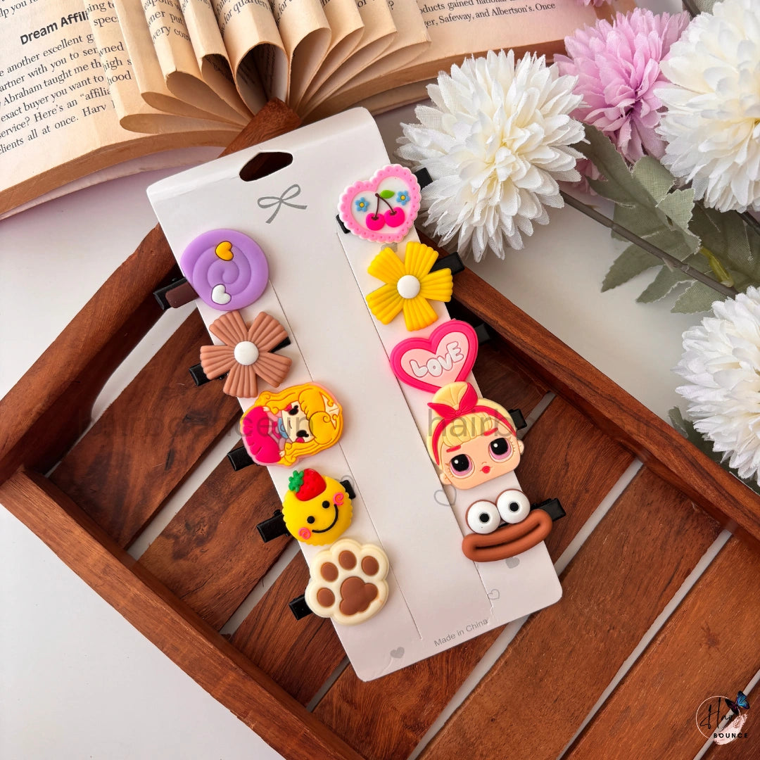 Cute Cartoon Hair Clip Set – Pack of 10